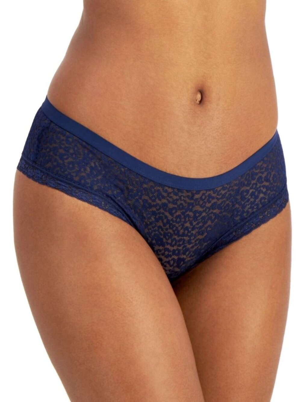 Jenni Intimates Women's Leopard Lace Hipster Panty Underwear, Navy Blue, XXL